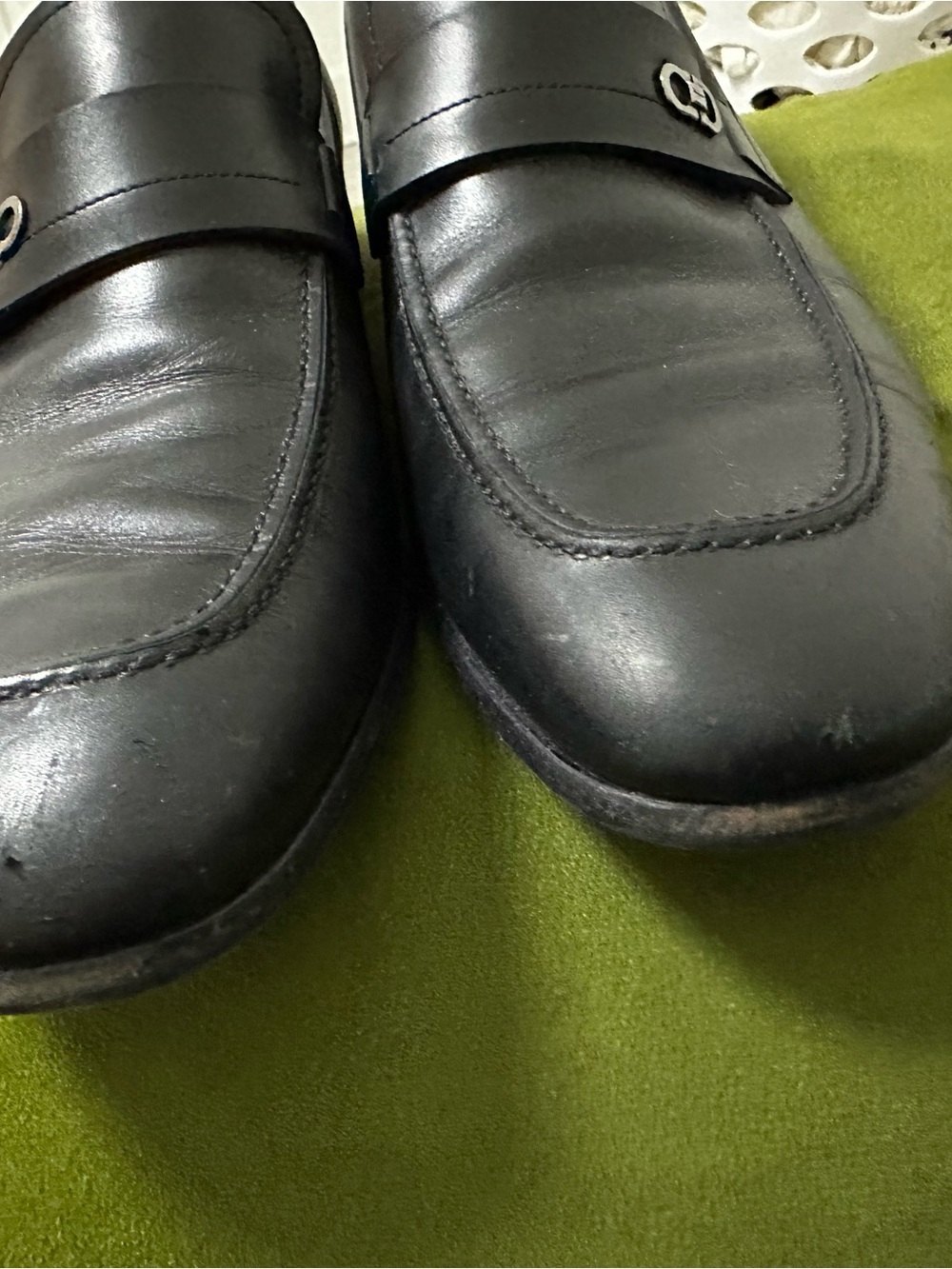Salvatore Ferragamo Black Leather Penny Loafers